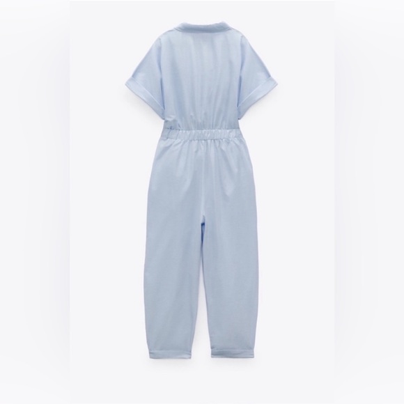BNWT ZARA KNOTTED FRONT TIE POPLIN JUMPSUIT SZ XS - Picture 5 of 9